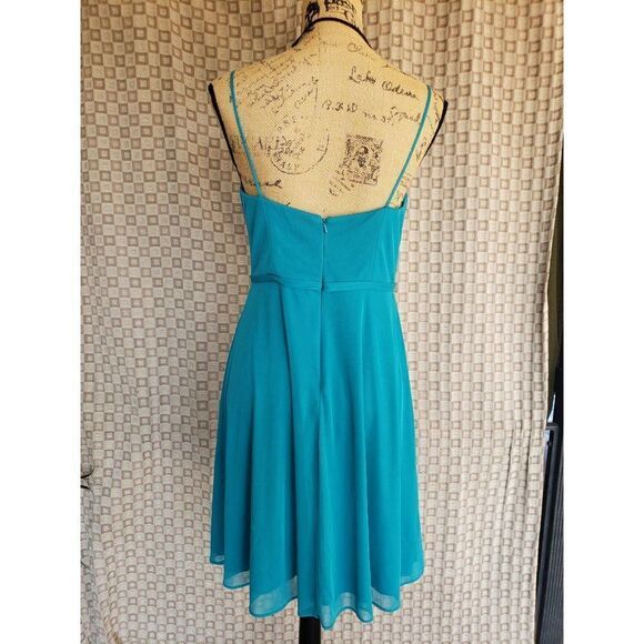 David's Bridal Sleeveless Teal Oasis Bridesmaid Dress Size 8 NWOT - Picture 5 of 7